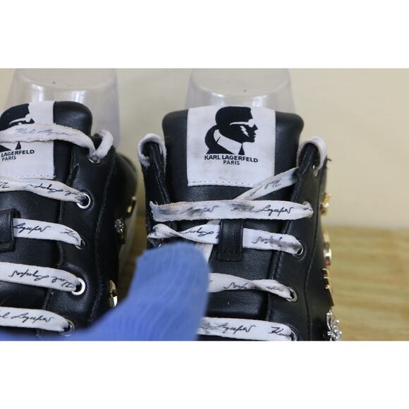 Karl Lagerfeld Paris Womens Shoes 6M Black Leather Cordelia Mules Sneakers - Picture 7 of 10